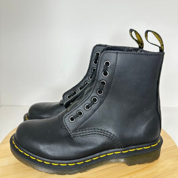 Dr. Martens 1460 Pascal Nappa Front Zip Boots Combat Black Leather Womens Size 6 - Picture 4 of 7